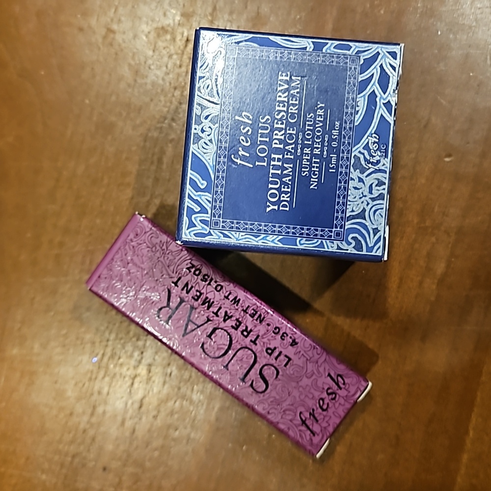 Fresh Lotus Youth Preserve Face Cream and Sugar Lip Treatment in Berry